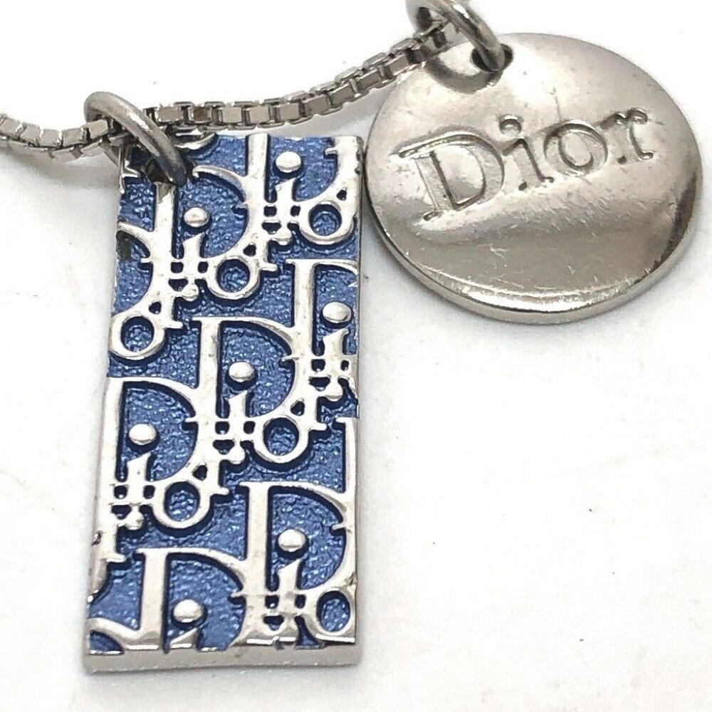 Dior Trotter Number 2 plate Pendant Necklace Metal blue - Picture 2 of 8